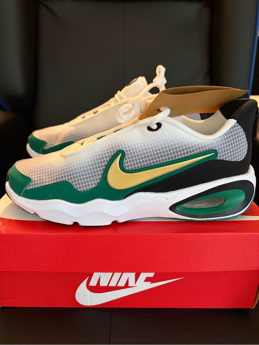 Nike White, Green & Gold Low-Top Sneakers